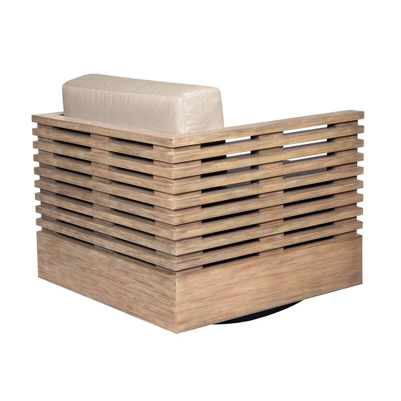 Vivid Swivel Outdoor Patio Chair in Eucalyptus Wood with Olefin Cushions