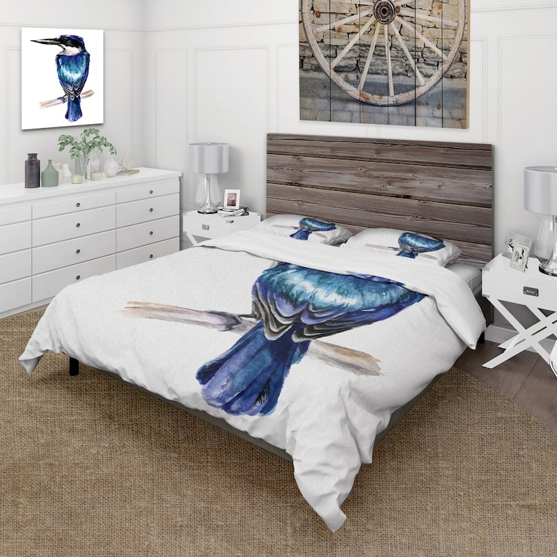 Designart 'Style Kingfisher Bird' Traditional Duvet Cover Set