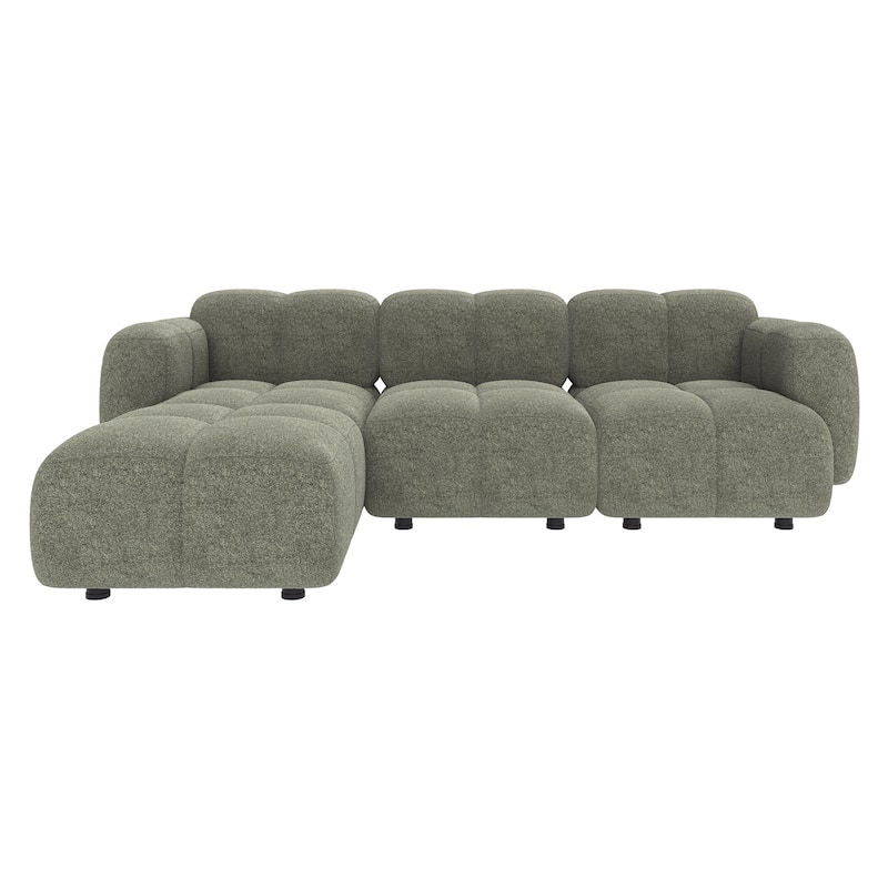 Christopher Knight Home - 3-Seater 90.94" L-Shaped Upholstered Sectional Sofa with Ottoman