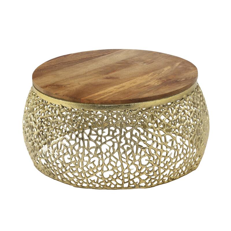 Modern Handcrafted Aluminium Mesh Pattern Coffee Table