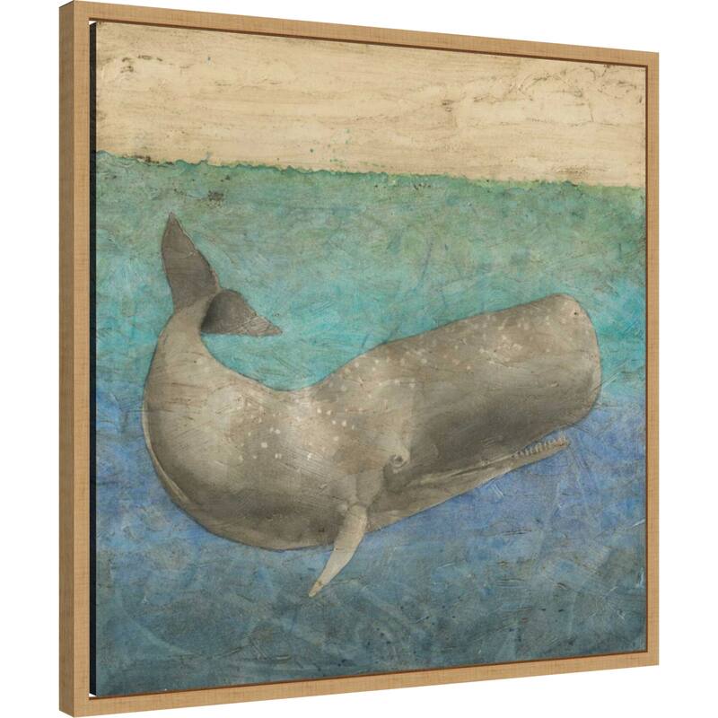 Diving Whale No. 2 by Megan Meagher (22 x 22 in.), Framed Canvas Wall Art Print