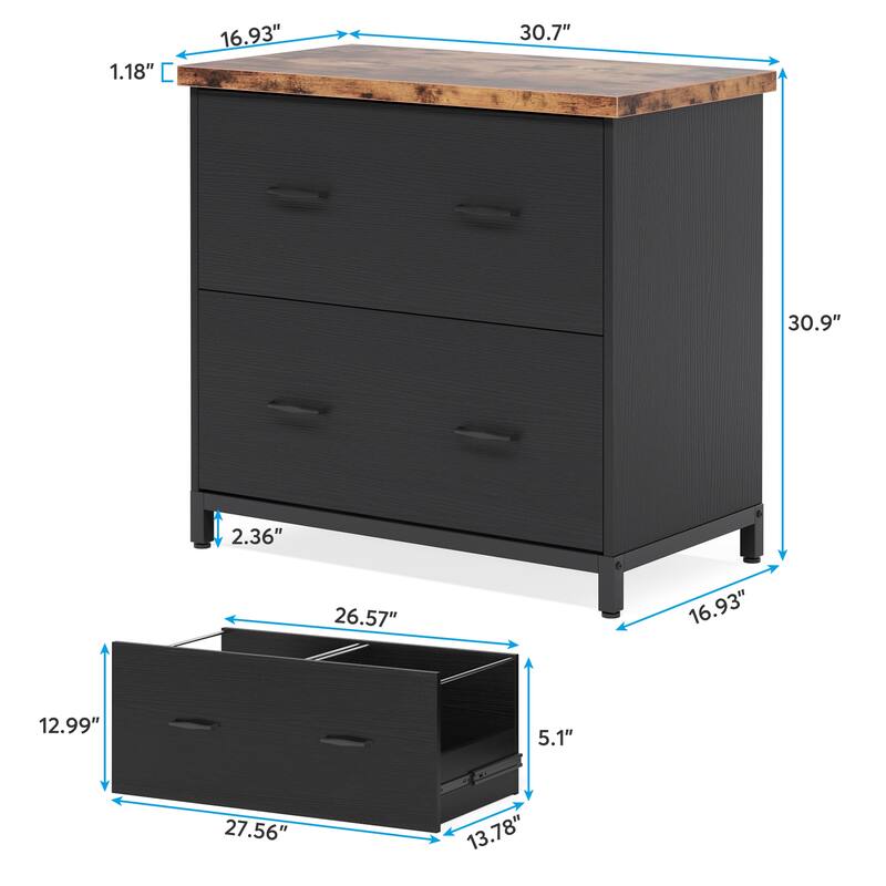Lateral File Cabinet, 2-Drawer Filing Cabinet For Home Office