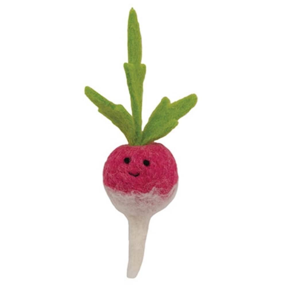 Smiling Radish Felted Ornament Farmhouse Produce Decor - 6.25" x 1.75"