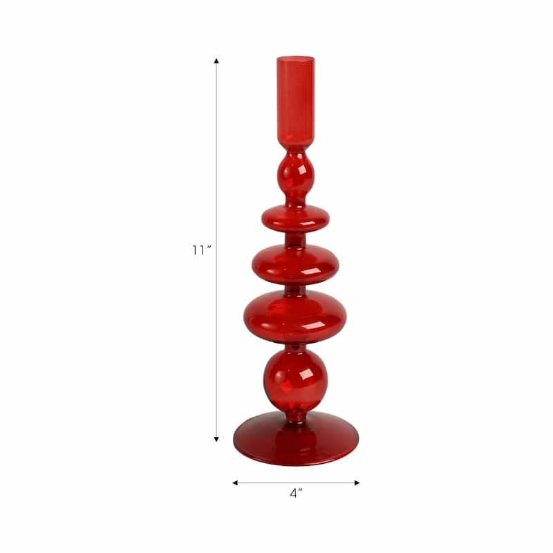 Sculptural Glass Candle Holder with Rounded Accent Base - Modern Tabletop Candle Holder for Any Room