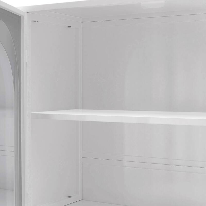 Wall mounted four door glass storage cabinet for bathroom