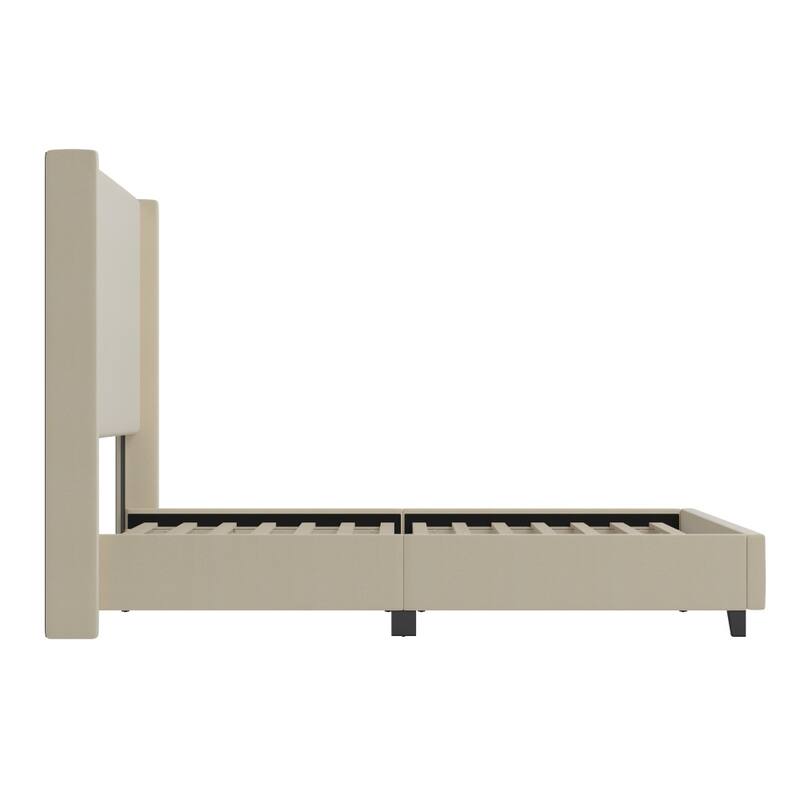 Upholstered Platform Bed with Channel Stitched Headboard