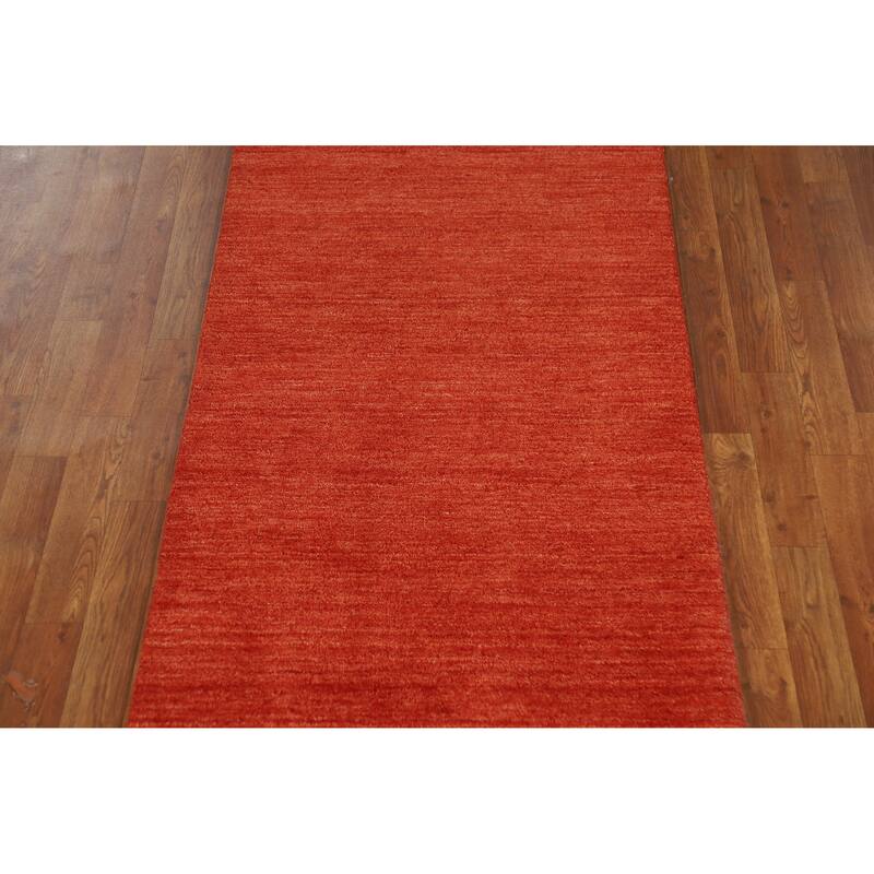 Tribal Gabbeh Indian Runner Rug Hand-Knotted Modern Wool Carpet - 2'8" x 9'10"