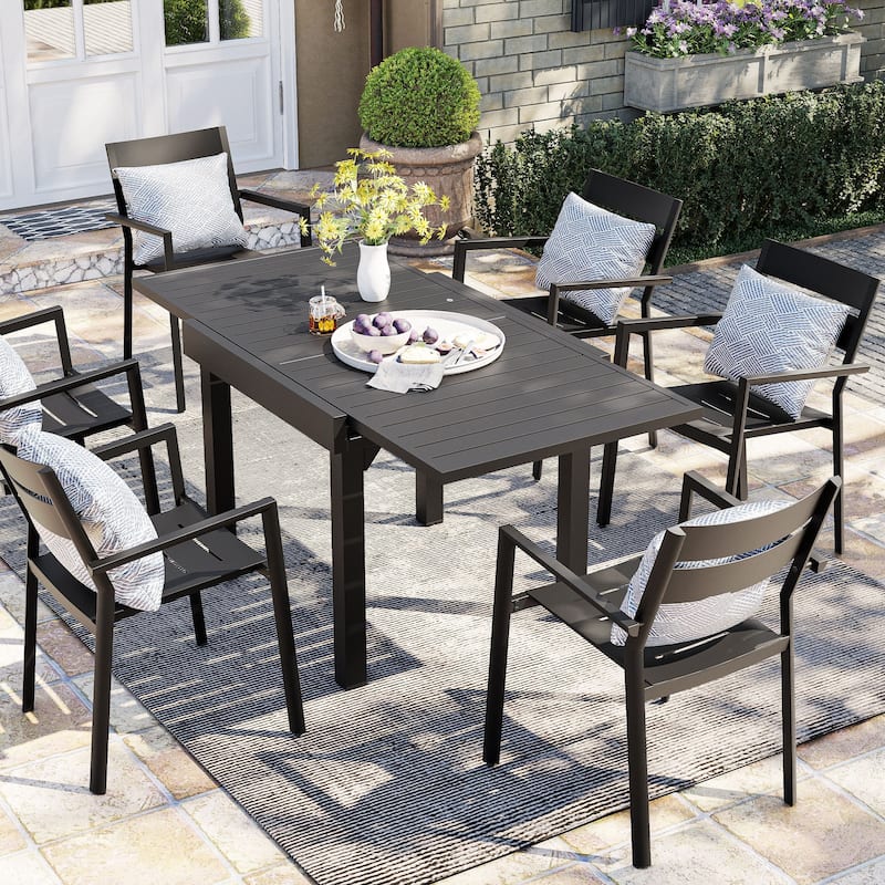Pellebant Outdoor Extendable Patio Dining Table - 63" / 31.5" (L) x 31.5" W x 29.5" H