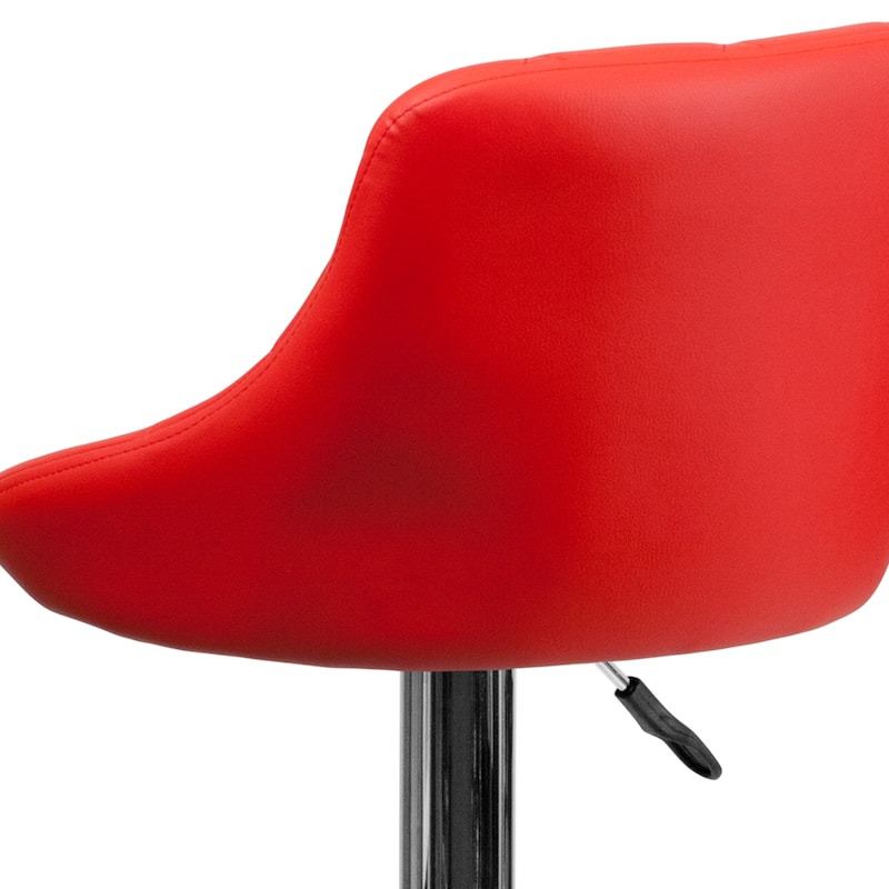 Diamond Pattern Vinyl Bucket Seat Adjustable Barstool - 18.5"W x 19"D x 33.25" - 41.75"H