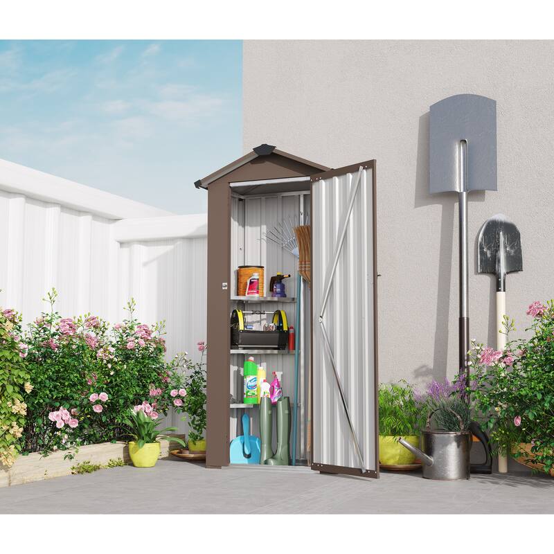 Galvanized Iron Garden Shed Tool Shed with Waterproof Lock & Stylish Design Outdoor Storage Shed for Backyard