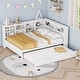 preview thumbnail 81 of 105, L-shape Daybed Wooden Sofa Bed Corner Bed with Bookcase Guardrail Built-in USB Charging Ports, Space-saving Bed