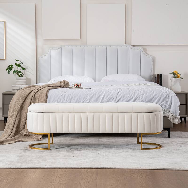 Velvet Storage Bench for Bedroom