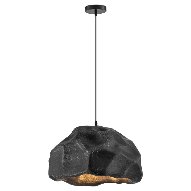 1-Light Modern Black Creative Rock-Shaped Pendant Light - 20.47 in. W x 12.99 in. H x 19.69 in. D