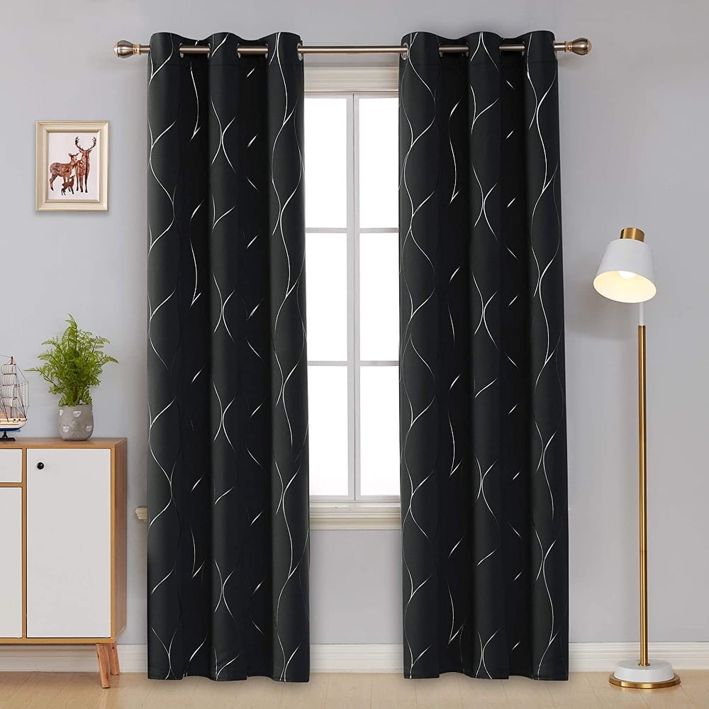Deconovo Silver Line 42 Width Curtain Panel Pair (2 Panel)