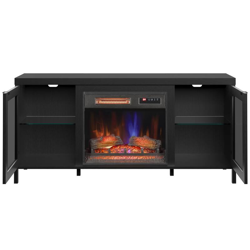 duraflame® Electric Fireplace TV Stand with Modern LED Lights and Storage, Black