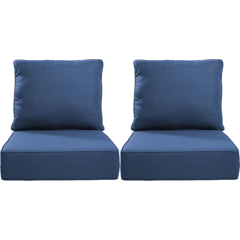 Luxury 6" Outdoor Cushions for Patio Furniture, 24x24x6 Cushion Set, Fade Resistant Replacement Cushions with Removable Cover - Blue - 2 Set
