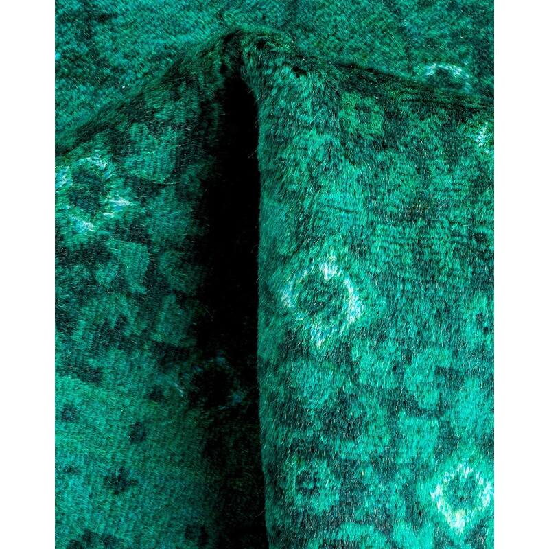 Overton Hand Knotted Wool Vintage Inspired Modern Contemporary Overdyed Green Area Rug - 3' 2" x 5' 3"