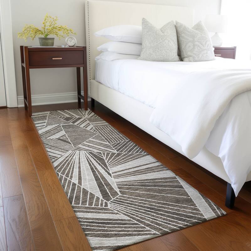 Machine Washable Indoor/ Outdoor Chantille Modern Mosaic Rug