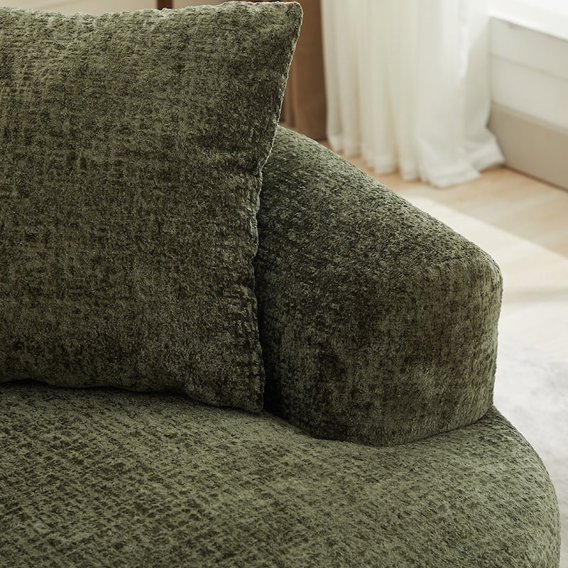 63.2" Modern Small Loveseat Sofa, Chenille Boneless Couch, Deep Seat Sofa with 3 Pillows