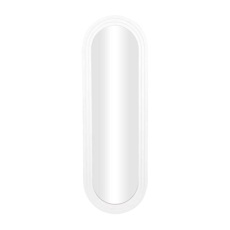Wooden Oval Wall Mirror with Layered Frame - White - Roche River Decor - 1"W x 22"L x 68"H