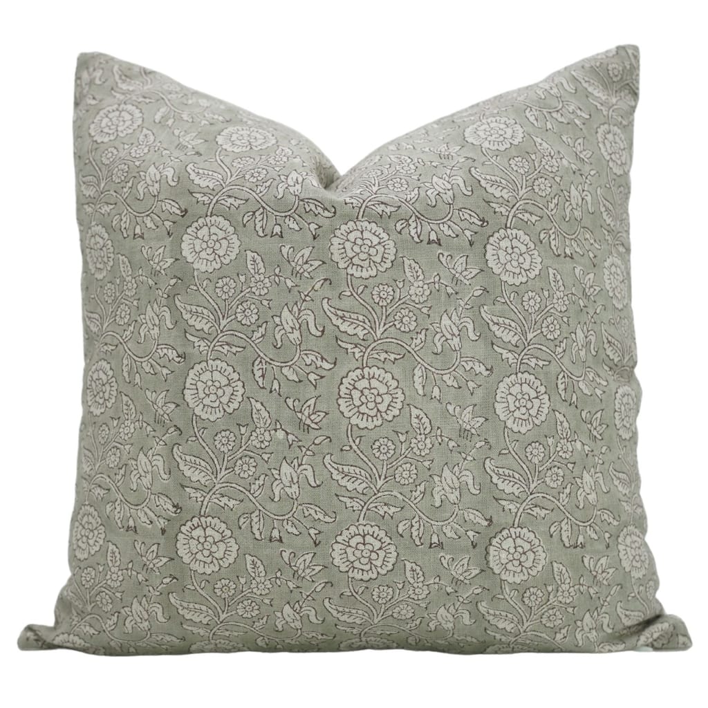 Fabdivine Polka Dots Grey Pure Linen Cushion Cover Soft, 12x20 Inches Handmade Block Print Bedroom or Farmhouse Décor, Shivri