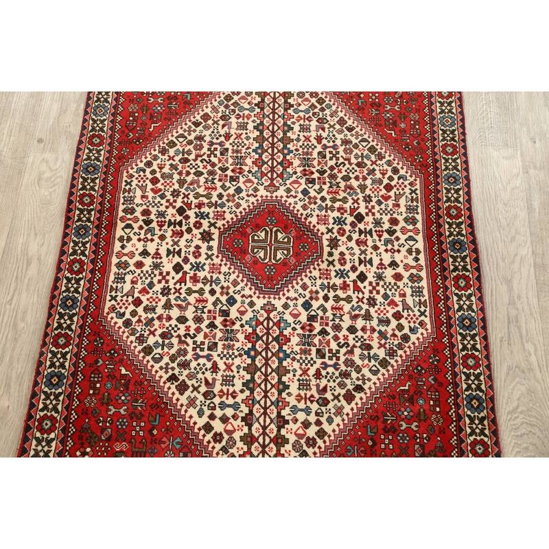 Vegetable Dye Tribal Abadeh Persian Wool Area Rug Handmade Carpet - 3'5" x 5'1"