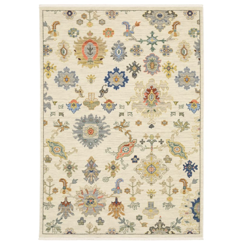 Style Haven Lawson Traditional Persian Wool Fringe Edge Area Rug - 9' 10" x 12' 10" - Ivory/ Multi - Rectangle