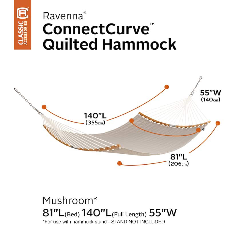 Classic Accessories Ravenna ConnectCurve Quilted Double Hammock, 81"L x 55"W
