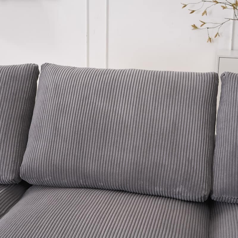 Unique 5 Seat Wood Frame Modular Sectional Sofa with 2 Pillows and 2 Ottomans