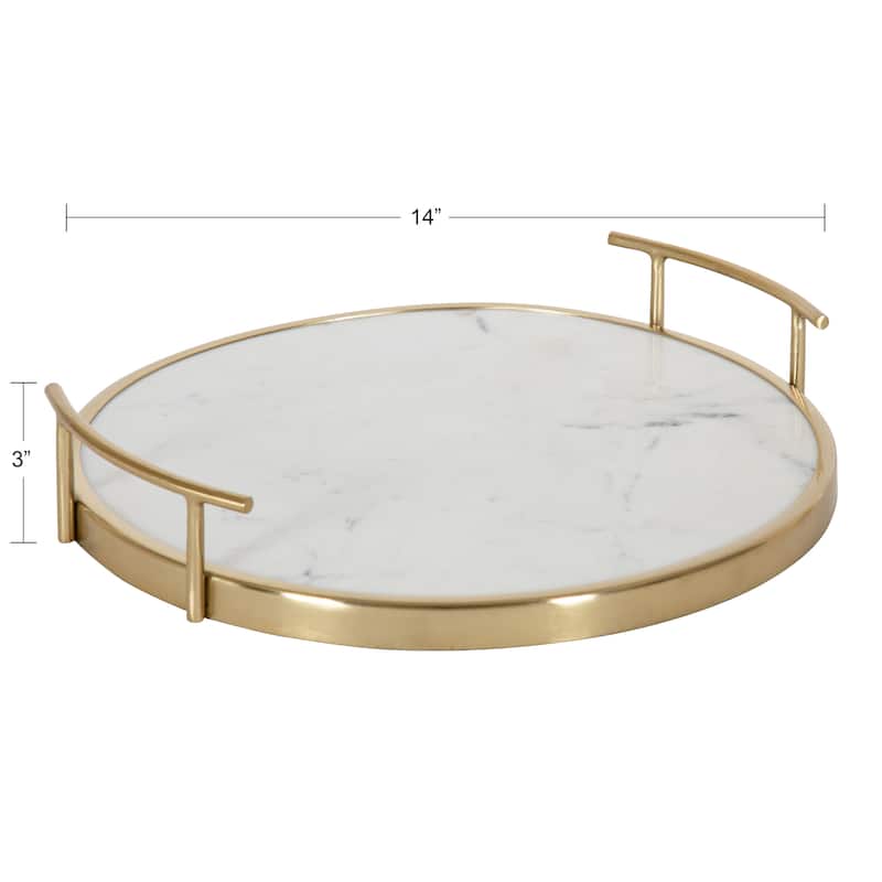 Kate and Laurel Marbury Round Metal Tray