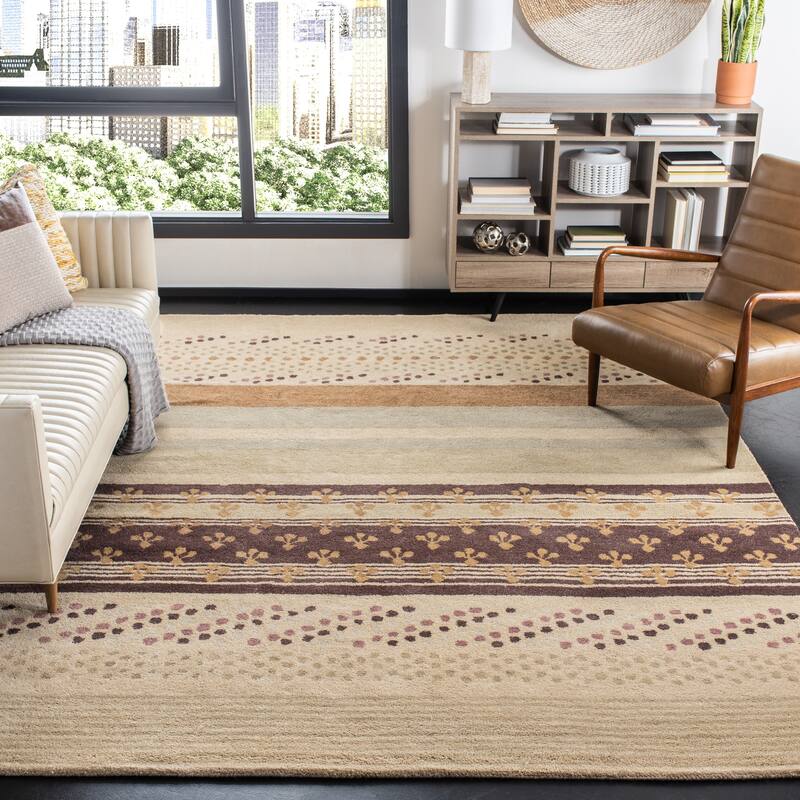 SAFAVIEH Handmade Wyndham Casandra Modern Wool Rug - 5' x 8' - Ivory/Multi