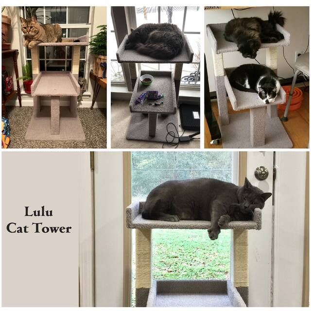 Lulu Large Cat Tree Tower, Multi-Level Kitten Tower - Gray