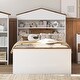 preview thumbnail 3 of 8, Twin Size Wooden Bed with Storage Shelf on the Headboard, House-Shaped Bed with Built-in Two Storage Drawers, Brown