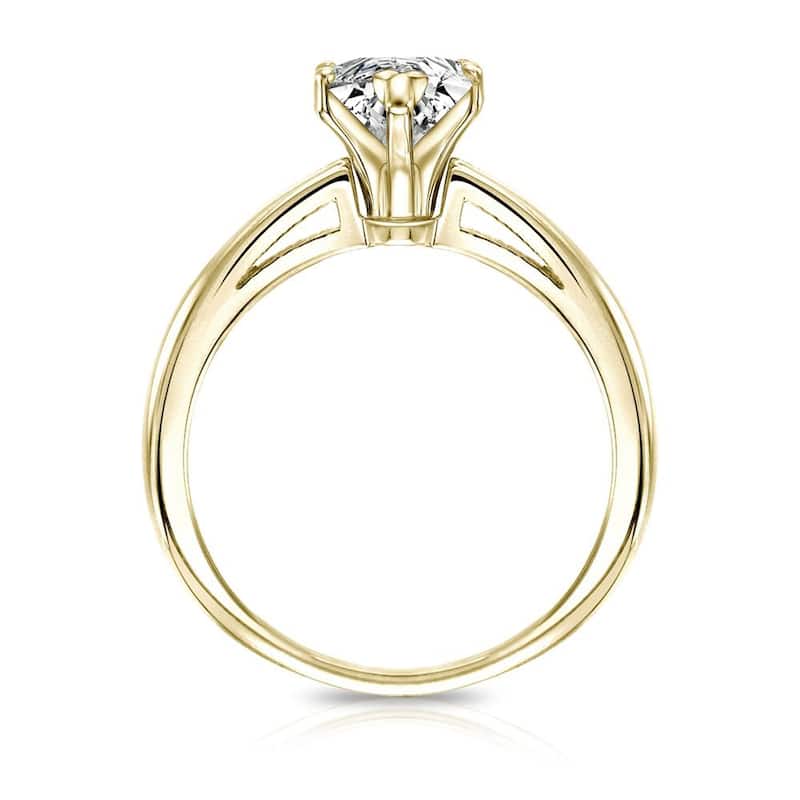 Auriya 14k Gold 1/3ctw Pear Shape Solitaire Diamond Engagement Ring (G-H, VS1-VS2)