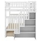preview thumbnail 8 of 16, Full Over Full Solid Wood Bunk Bed with Two Drawers and Storage Staircase, High Guardrail