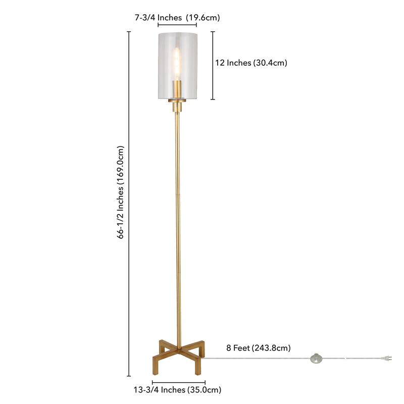 Pantheo Industrial Farmhouse Metal Floor Lamp with Seeded Glass Shade