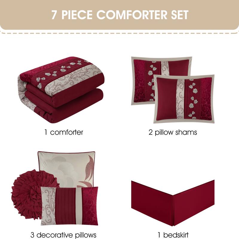 Nanshing Stella Wine 7-piece Bedding Comforter Set