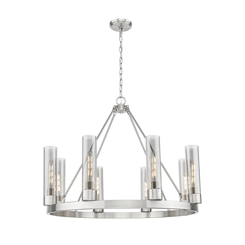 Innovations Lighting Downtown Urban - Boreas - 6 Light 36" Chandelier with 11" Shades - Satin Nickel/Light Smoke