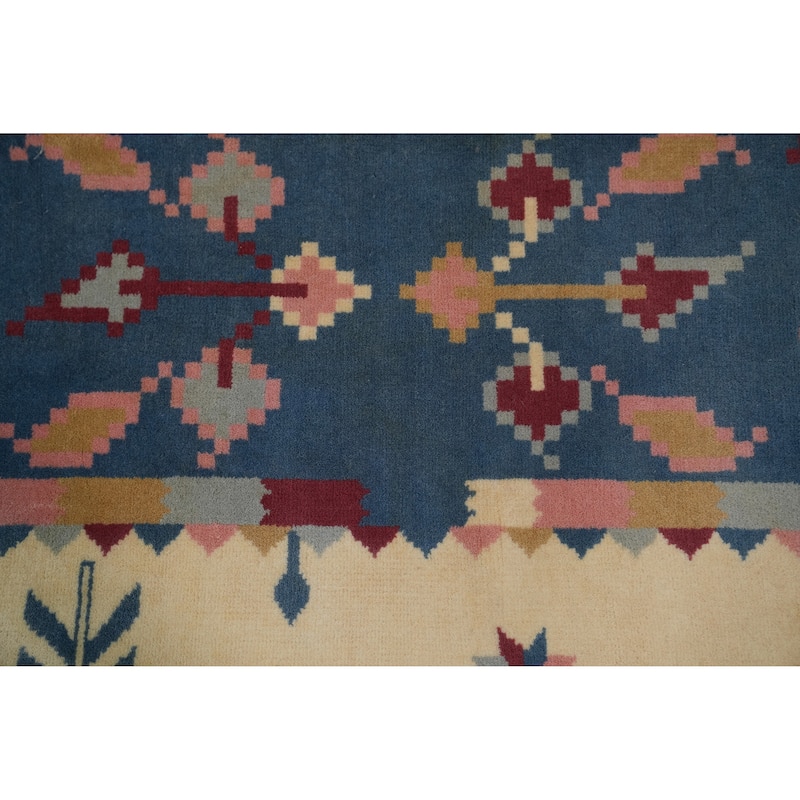 Hand-knotted Tribal Wool Beige Geometric Oriental Area Rug - 11' 4'' X 8' 3''
