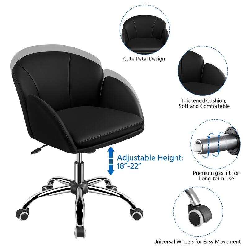 Yaheetech Modern Swivel Rolling Desk Chair Makeup Vanity Chair for Home Office