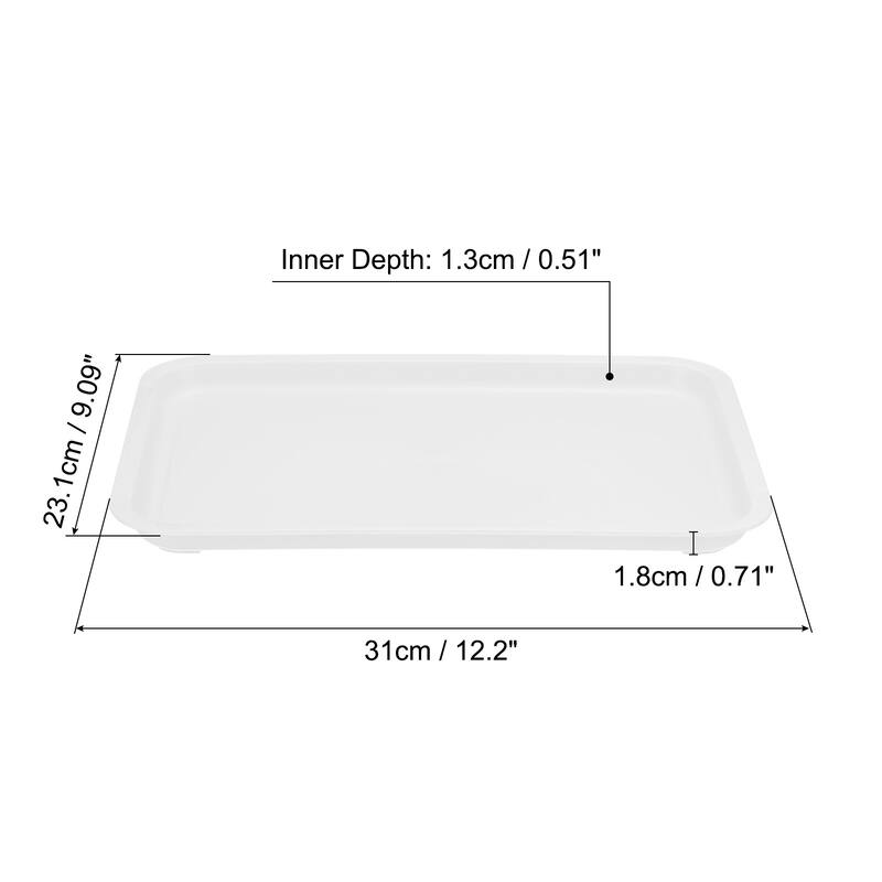 12x9" Fast Food Tray, Plastic Reusable Multi-Purpose Serving Tray White - White