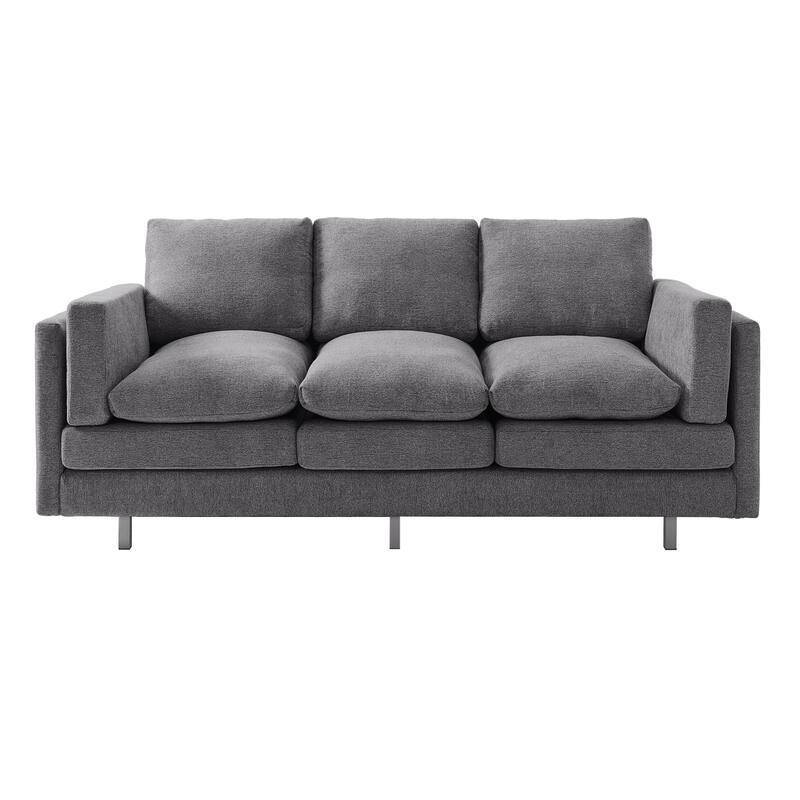 Chenille Cloud Couch Modern 3 Seater Sofa with Metal Legs, Upholstered Sofa Couches with Deep Seat
