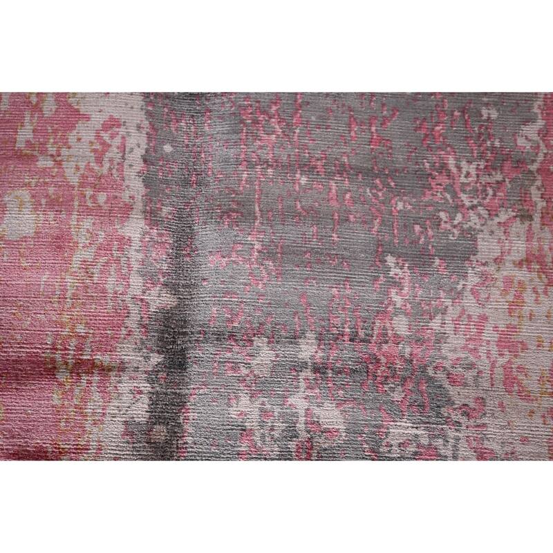 Contemporary Abstract Indian Area Rug Hand-Knotted Modern Wool Carpet - 5'11"x 8'11"