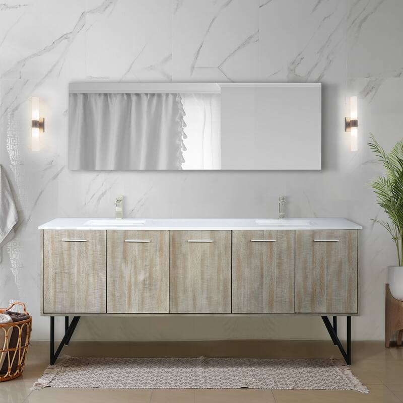 Lancy 80 in W x 20 in D Rustic Acacia Double Bath Vanity and White Quartz Top - Brown
