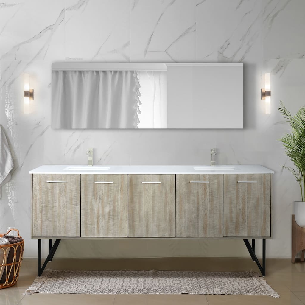 Lancy 80 in W x 20 in D Rustic Acacia Double Bath Vanity and White Quartz Top