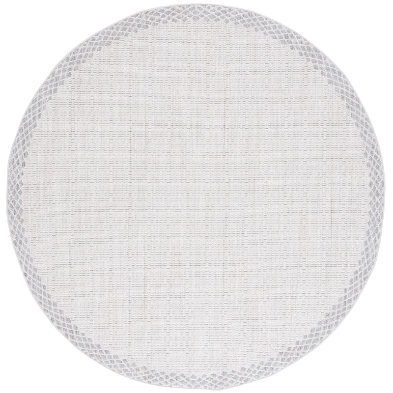Martha Stewart Serenity Claudie Contemporary Rug - 6'7" Round - Ivory/Grey