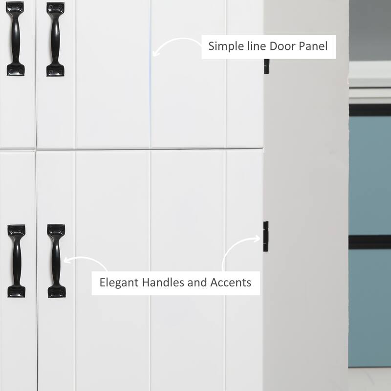 70" Kitchen Pantry, Tall Freestanding Storage Cabinet, 6-tier Shelving with 2 Adjustable Shelves and 4 Doors Gray