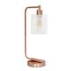 preview thumbnail 11 of 12, Lalia Home Modern Iron Desk Lamp with Glass Shade Rose Gold