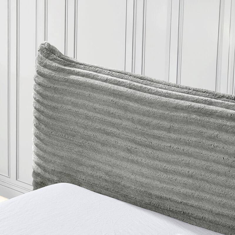 Queen Size Upholstered Bed Frame with Velvet Fabric
