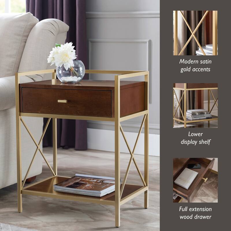 Contemporary Charging One Drawer Nightstand Side Table